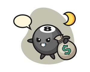 Eight ball billiard cartoon stolen the money