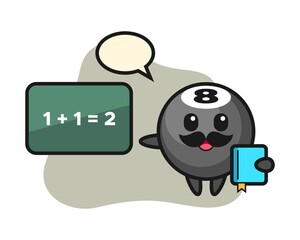 Eight ball billiard cartoon as a teacher