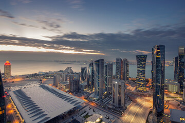 Aerial View of west bay area Doha City