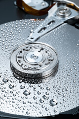 water drop on a damped hard disk