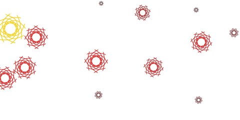 Light Red, Yellow vector texture with memphis shapes.