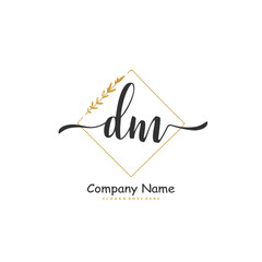 D M DM Initial handwriting and signature logo design with circle. Beautyful design handwritten logo for fashion, team, wedding, luxury logo.