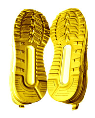 Golden sole sport sneakers isolated on white background
