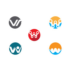 Set W Letter Logo Template