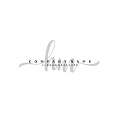 H M HM Initial handwriting and signature logo design with circle. Beautiful design handwritten logo for fashion, team, wedding, luxury logo.