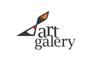 Art gallery or art shop logo concept. Stylized brush and pencil elements. Editable EPS vector