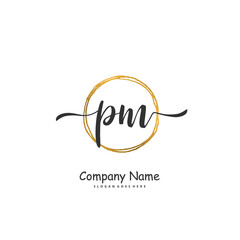 P M PM Initial handwriting and signature logo design with circle. Beautiful design handwritten logo for fashion, team, wedding, luxury logo.