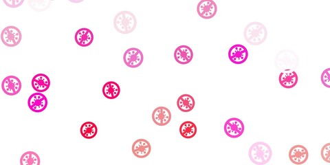 Light pink vector backdrop with virus symbols.