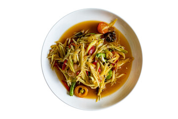 Papaya Salad with Thai food and soft drink