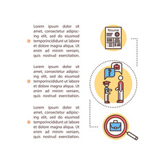 First job search concept icon with text. Career opportunities for young people. Recruitment agency PPT page vector template. Brochure, magazine, booklet design element with linear illustrations