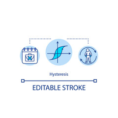 Hysteresis concept icon. Recession statistic. Lack of job problem. Graph curve of unemployment rate idea thin line illustration. Vector isolated outline RGB color drawing. Editable stroke