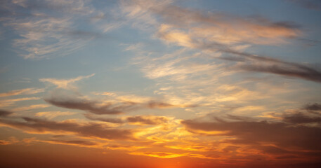 Sunrise, sunset clouds. Twilight, dusk cloudy sky