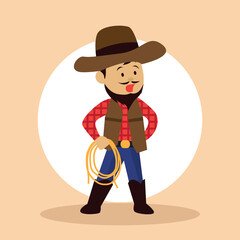 cowboy throws a lasso for rodeo western design. vector illustration