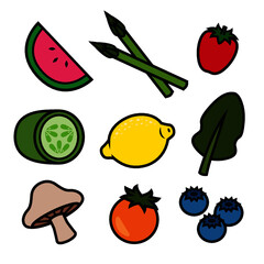 Set of Summer Fruit and Vegetables