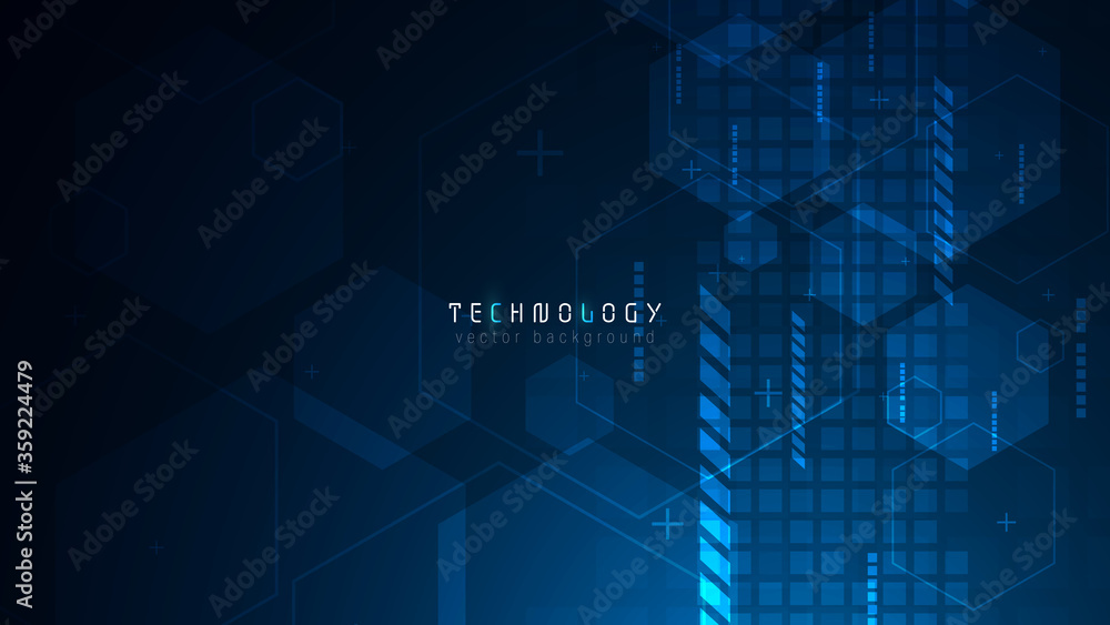 Poster futuristic hexagon blue abstract technology background;speed internet technology copy space backgrou