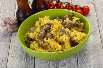 Rice with Chicken hearts
