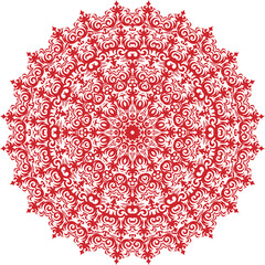 Red color Mandala Pattern.