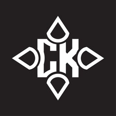 CK Logo monogram with four cone rounded by the shape design template