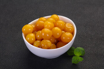 Yellow ripe cherry dessert