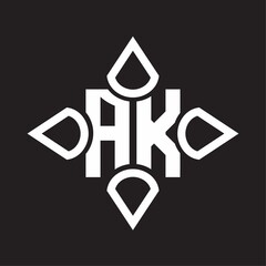 AK Logo monogram with four cone rounded by the shape design template
