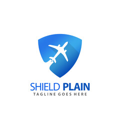 Shield Plain Agency Logo Icon Design Vector Illustration Template Premium