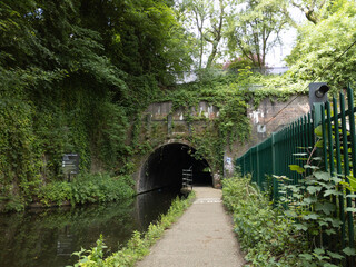The Edgbaston Tunnel on the Birmingham and Worcester Canal in Birmingham, England
