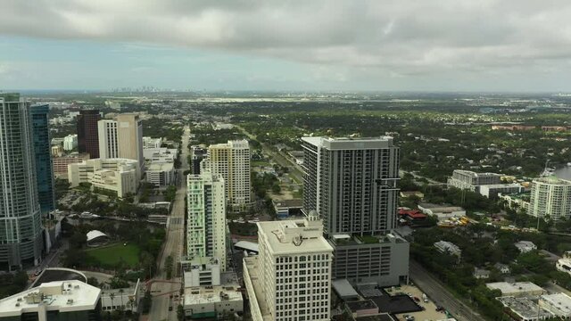 Aerial Downtown Ft Lauderdale city scane