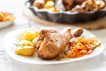 baked turkey leg with potatoes