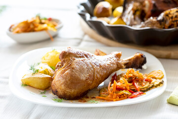 baked turkey leg with potatoes