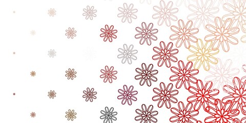 Light Orange vector doodle texture with flowers.