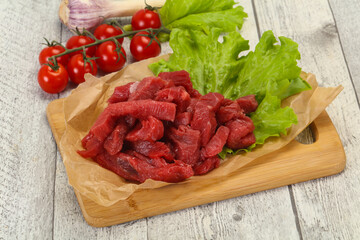 Raw beef meat sliced for cooking