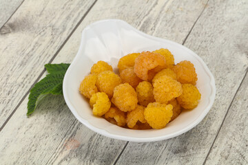 Sweet ripe tasty yellow raspberry