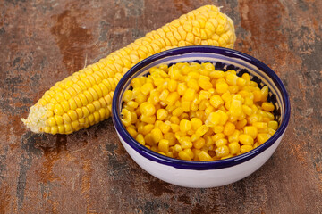 Young corn seeds in the bowl