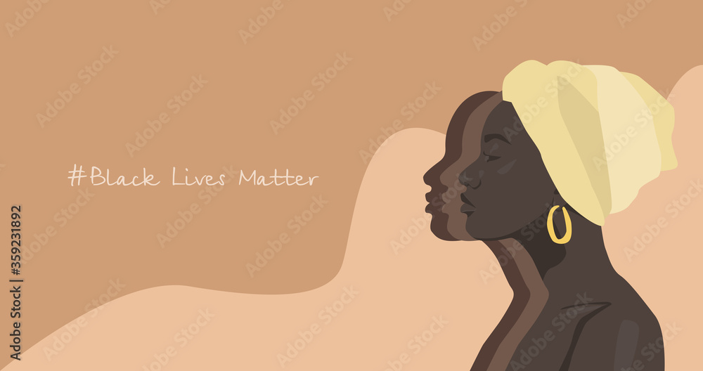 Wall mural illustration in support of black people: black lives matter