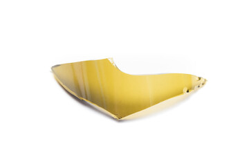 Shattered wine bottle. Parts of the broken bottle glass isolated on white background. Pieces of sharp broken glass. Concept of danger.