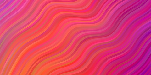 Light Pink, Yellow vector backdrop with bent lines. Abstract gradient illustration with wry lines. Pattern for booklets, leaflets.