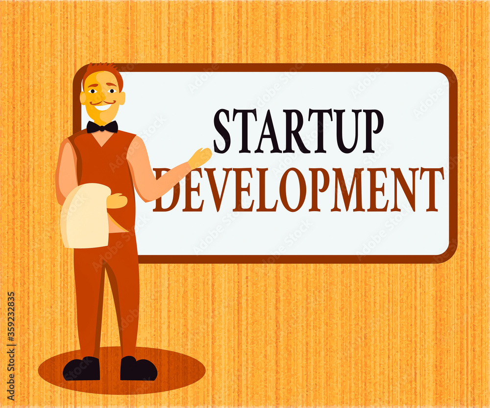 Poster word writing text startup development. business photo showcasing developing idea which signifying bi