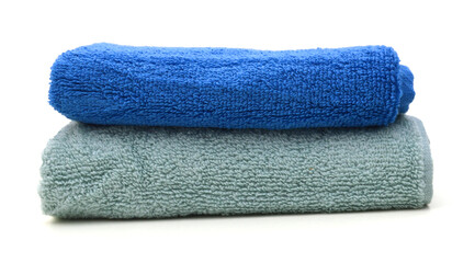 Bath towels on white background