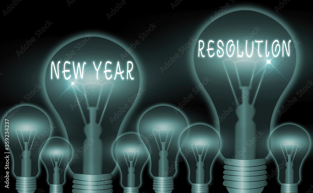 Poster writing note showing new year resolution. business concept for listing of goals and change with dete