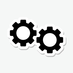 Gear sticker Icon isolated on gray background