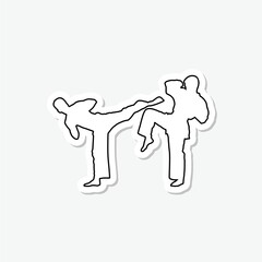 Karate kick sticker icon isolated on gray background