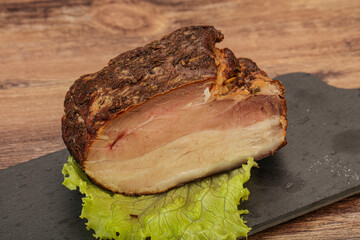 Homemade Smoked pork peat with spices
