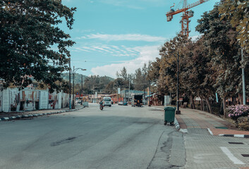Fototapeta na wymiar street with blue sky background