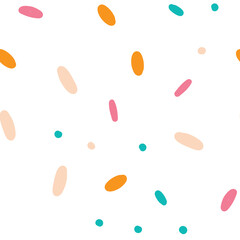 Confetti vector seamless pattern. Abstract festive background with colorful sprinkles and dots.