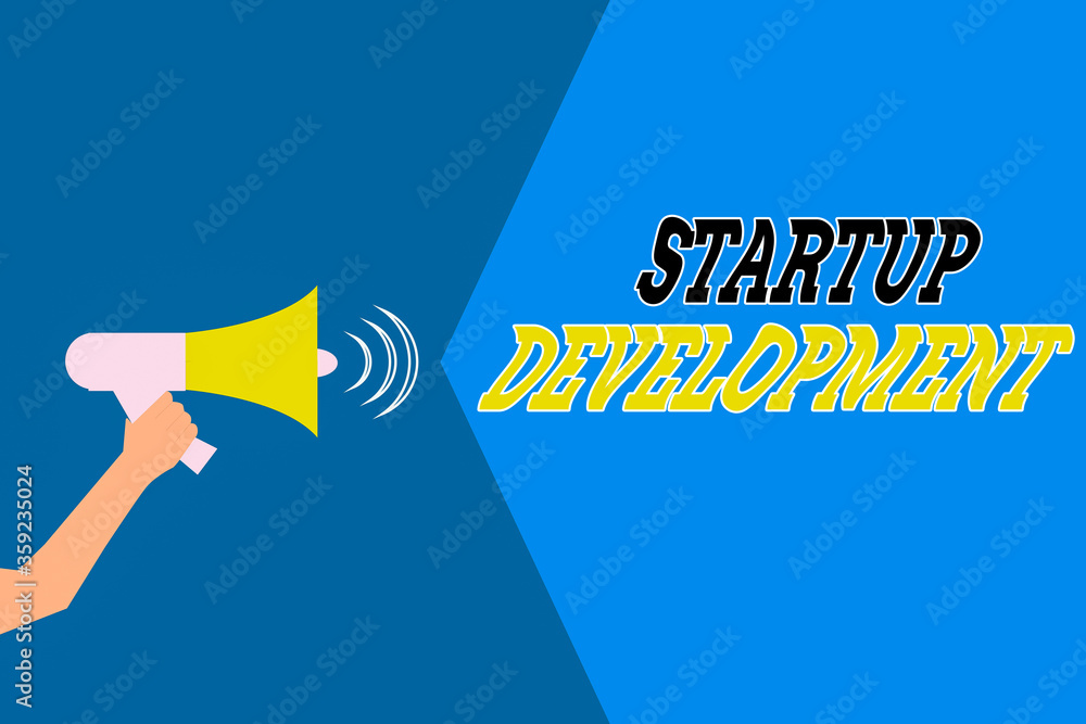 Poster word writing text startup development. business photo showcasing developing idea which signifying bi