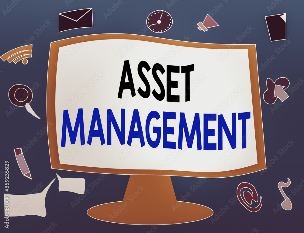 Poster writing note showing asset management. business concept for precise handling of resources for future