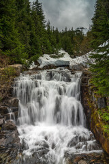 Fototapeta na wymiar Sunbeam Creek Waterfalls Along Stevens Canyon Road, Mount Rainier National Park