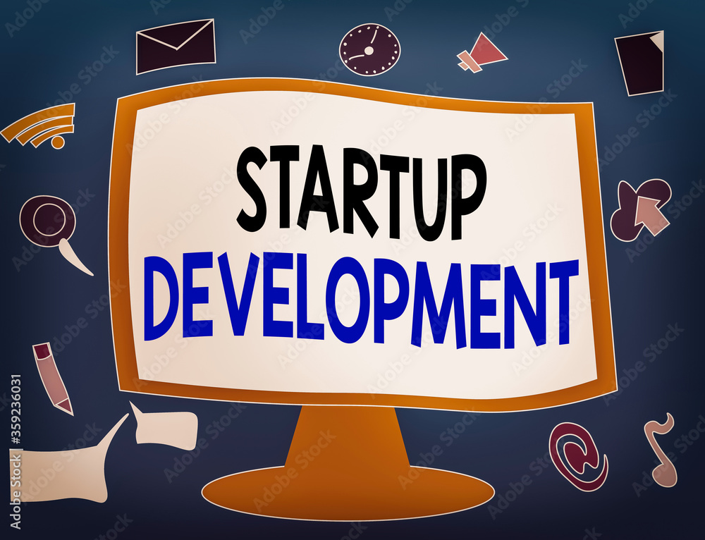 Poster writing note showing startup development. business concept for developing idea which signifying birt