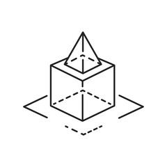 3D objects black line icon. AR and VR. Pictogram for web page, mobile app, promo. UI UX GUI design element. Editable stroke.