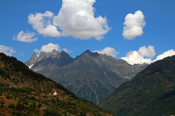 Fototapeta na wymiar Beautiful mountains in summer georgian scenery